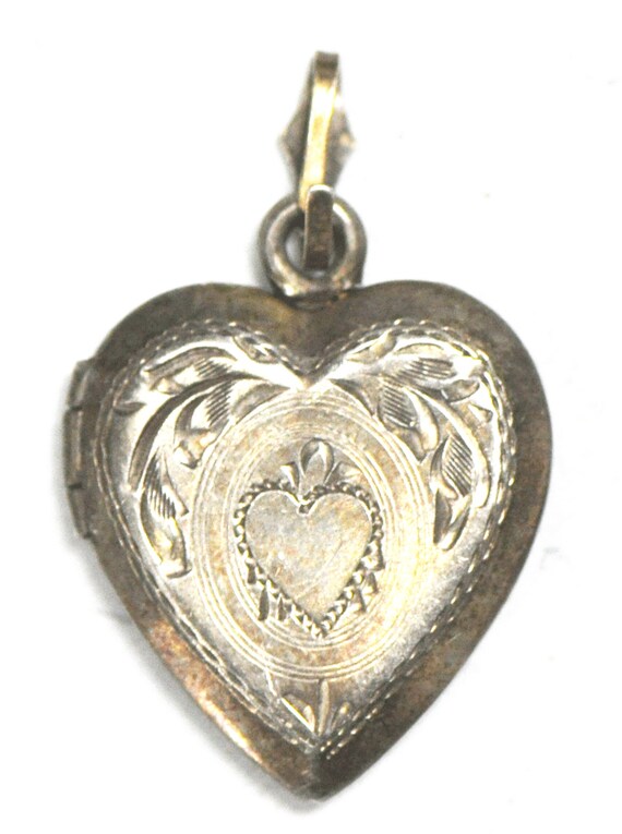 Antique Sterling Silver Puffy Heart Locket Charm P