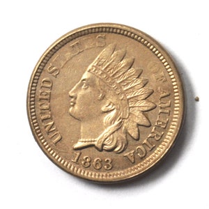 1863 1c Indian Head Penny One Cent Copper Rare Uncirculated