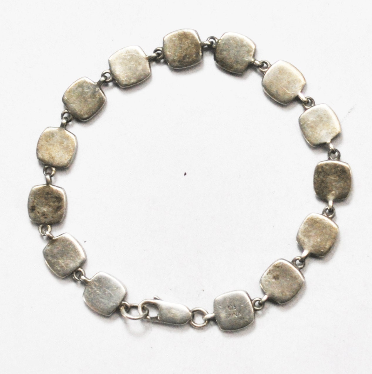 【SCENERITY】Square silver bracelet Real 925 Sterling Silver Bracelet Men's Women 5mm Square