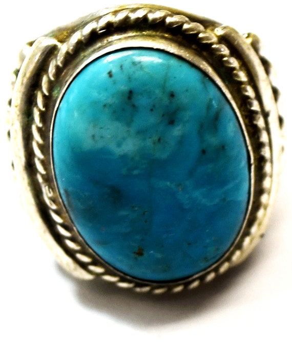 Sterling Silver C Spencer Turquoise Oval Solitair… - image 1