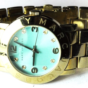 Marc Jacobs Gold Tone Blue Dial Wristwatch 35mm Quartz MBM3301