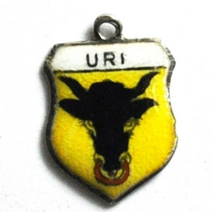 Vintage 800 Silver Antiko Enamel Charm 15mm x 10mm Cattle Cow Bull