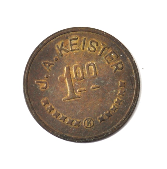 JA Keister 1 One Dollar Trade Token 35mm Bronze P… - image 1