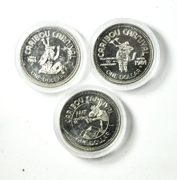 1983 84 and 86 1 Canada Trade Dollars 34mm Caribou