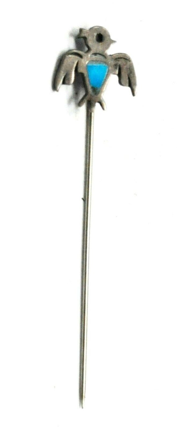 Antique Sterling Silver Turquoise Hopi Bird Stick… - image 1