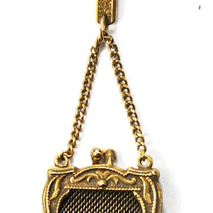 Antique Gold Filled Chateaine Clip Money Coin Purse Mesh Bag 36x39mm 4 1/4&quot;