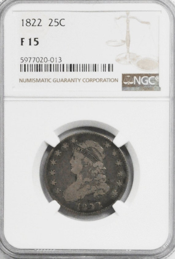 1822 25c Capped Bust Silver Quarter Dollar NGC F15