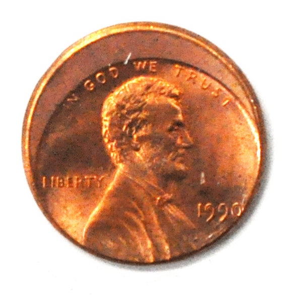 1990 1c Lincoln Memorial One Cent Penny Off Center