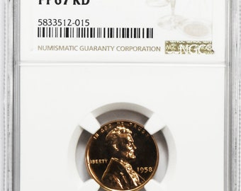 1958 1c Proof Lincoln Wheat Cent One Penny NGC PF67 RD Gem Unc