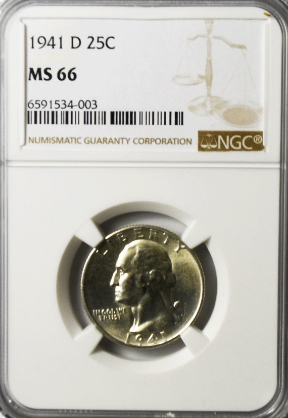 1941 D 25c Washington Silver Quarter Dollar NGC MS