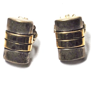 Sterling Silver J Nez 14k Two Tone Watch Link Earrings 8mm x 13mm