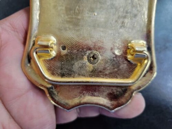 Vintage Double Horse Head Gold Tone Metal Belt Bu… - image 6