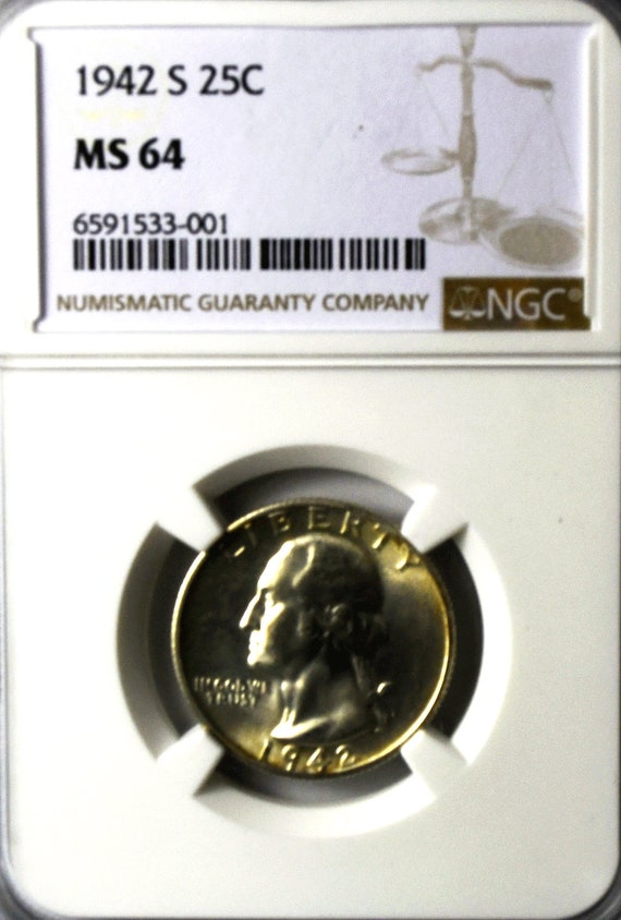 1942 S 25c Washington Silver Quarter Dollar NGC MS