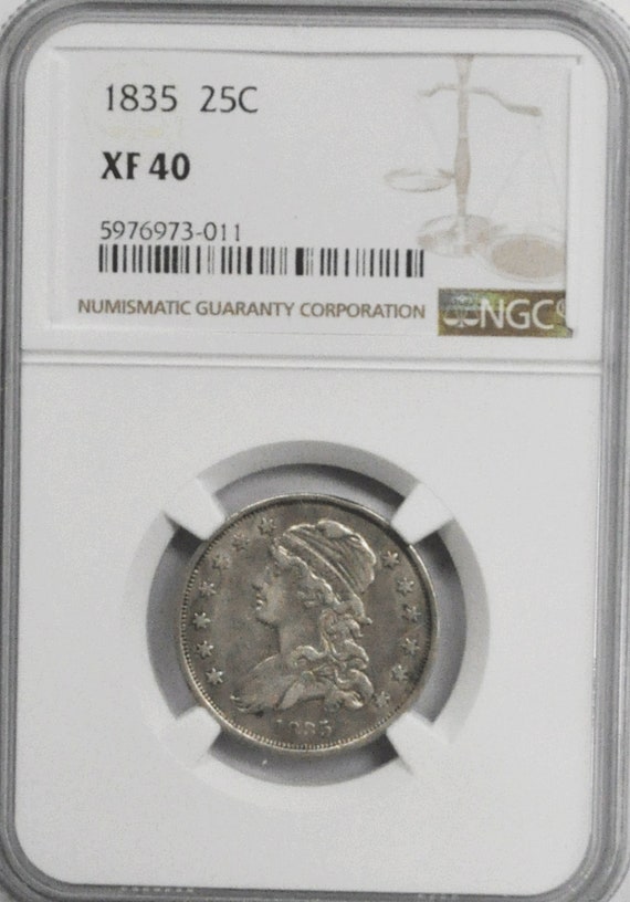1835 25c Capped Bust Silver Quarter Dollar NGC XF… - image 1