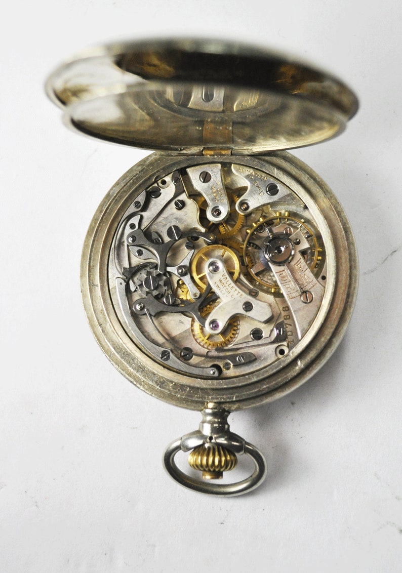 Paul Vallette Chronograph Pocket Watch Swiss 17J 3adj 47mm Etsy