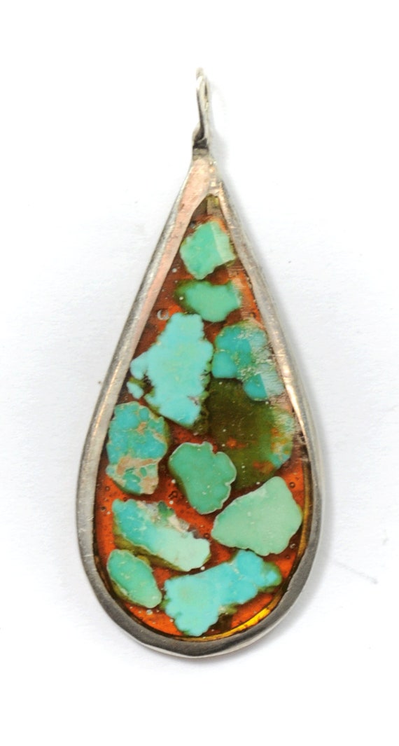 Sterling Silver Turquoise Chunk Inlay Teardrop Pen