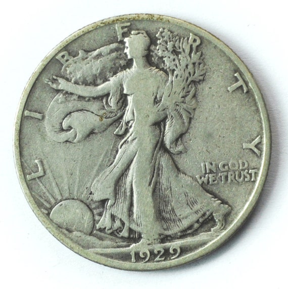 1929 S 50c Walking Liberty Silver Half Dollar Fift