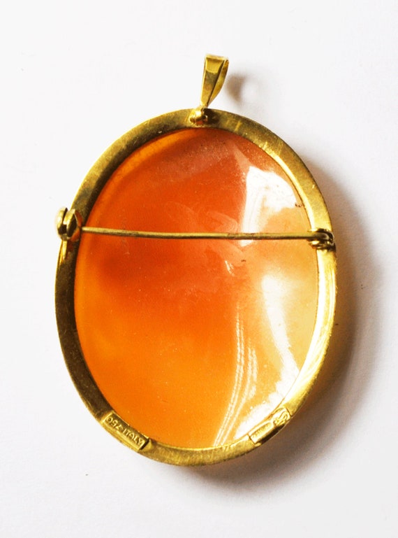 Antique Cameo Brooch Pin Pendant Angel Cherub Fou… - image 2
