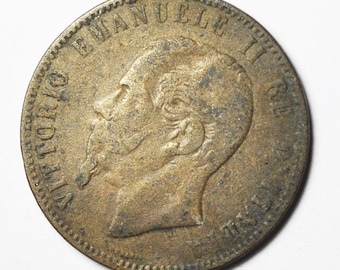 アンティーク 10センテシミ1866年 1866 Italy Ten 10 Centesimi Vintage Vittorio Emanuele II Copper