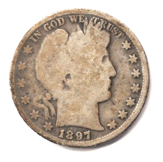 1897 Barber Silver Quarter Dollar Rare Twenty Fiv… - image 1