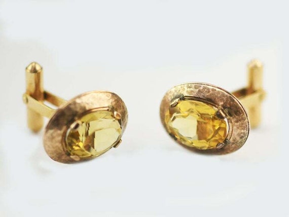 Vintage 10 Karat Yellow Gold Cufflinks with Natur… - image 2