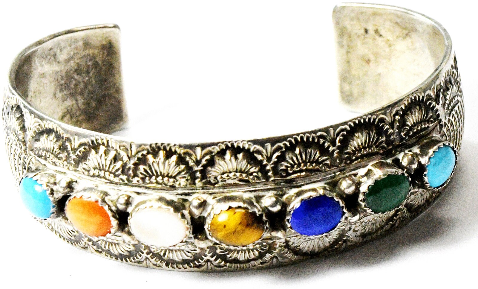 Quality Modernistic Native American Navajo Chris Francisco Turquoise Sterling Silver Bracelet Quality Modernistic Native American Navajo Chris Francisco Turquoise Sterling Silver Bracelet