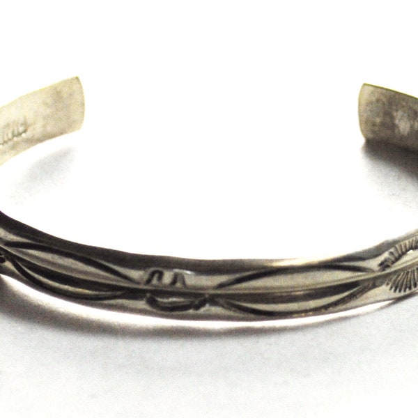 Sterling Childs Florence Tahe Etched Bear Rays Small Cuff 6mm 4 3/4" Bracelet