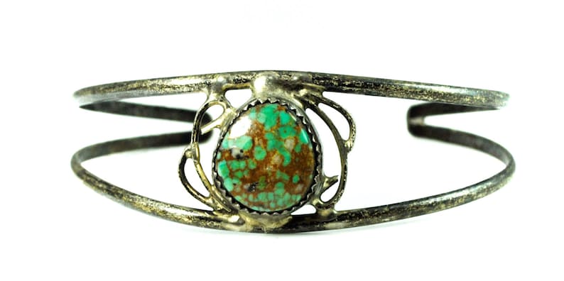 Beautiful Sterling Silver TT Turquoise Handcrafted Wire Bracelet 21mm 6
