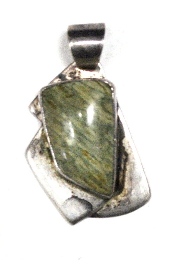 Sterling Silver Desert Rose Green Jasper Pendant 4