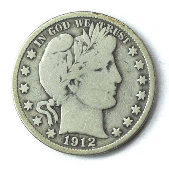 1912 50c Barber Silver Half Dollar Fifty Cents US 