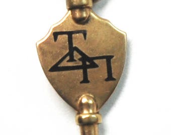 Vintage 10k Solid Gold Tau Delta Pi Fraternity Pin Pendant Rare 1"