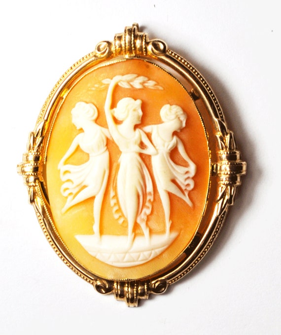 Antique Cameo Brooch 14k Rose Gold Dancing Balleri