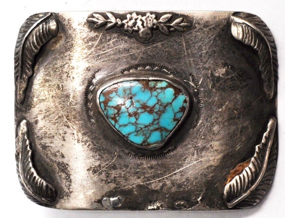 Vintage Sterling Turquoise Floral Handcrafted 51x… - image 1