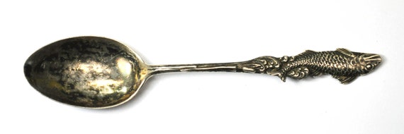 Antique Mechanics Fish Handle Scroll Water Souvenir Spoon 5 5/8 -   Canada