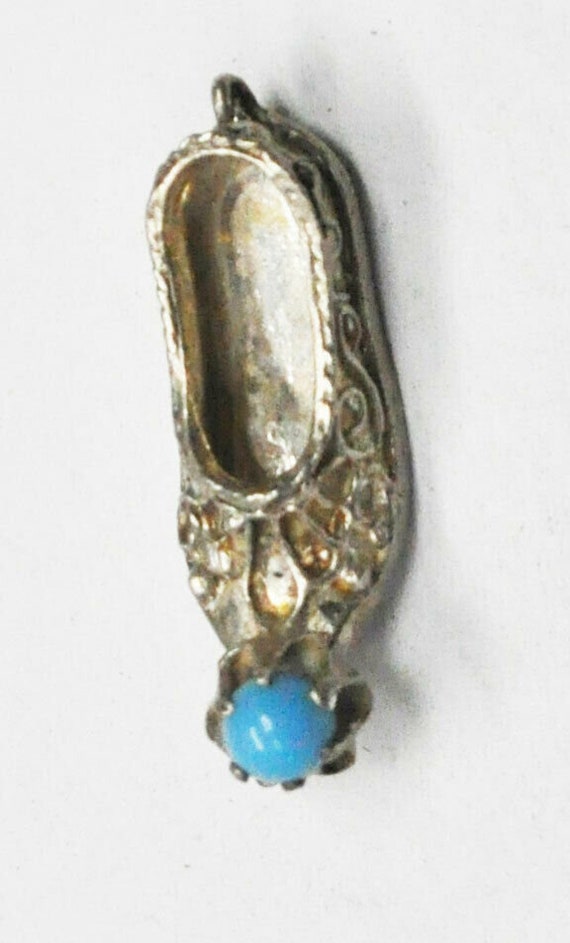 Silver Plated Aladdin Shoe Kussa Turquoise Tip Orn