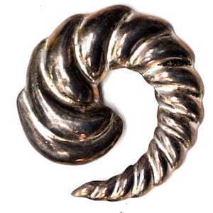 Sterling Silver Nautilus Shell Striped Spiral Brooch Pin 2 1/4 21.8g