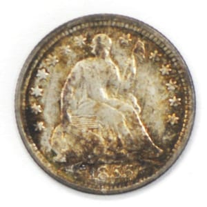 1855 H10c Seated Liberty Silver Half Dime Philadelphia US Coin