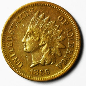 1866 1c Indian Head Penny One Cent US Philadelphia