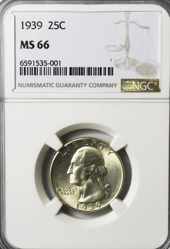 1939 25c Washington Silver Quarter Dollar NGC MS6… - image 1