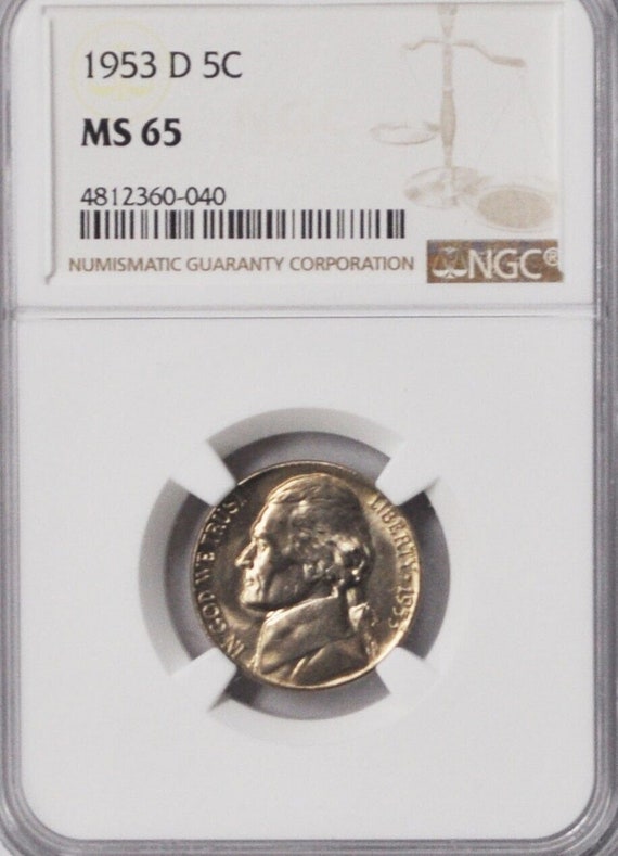1953 D 5c Jefferson Nickel Five Cents NGC MS65  B… - image 1