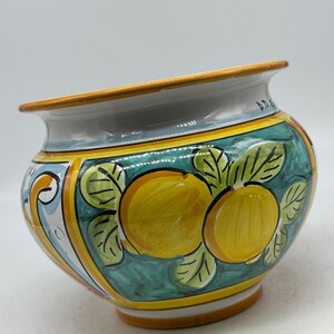 Hand-Decorated Cachepot Diameter 20 cm Decoration No.31 Caltagirone Ceramic