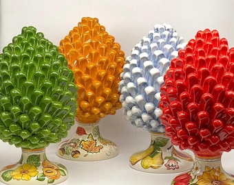 Pinecone Ceramic Caltagirone "4 seasons" Line cm H.30 Handcrafted