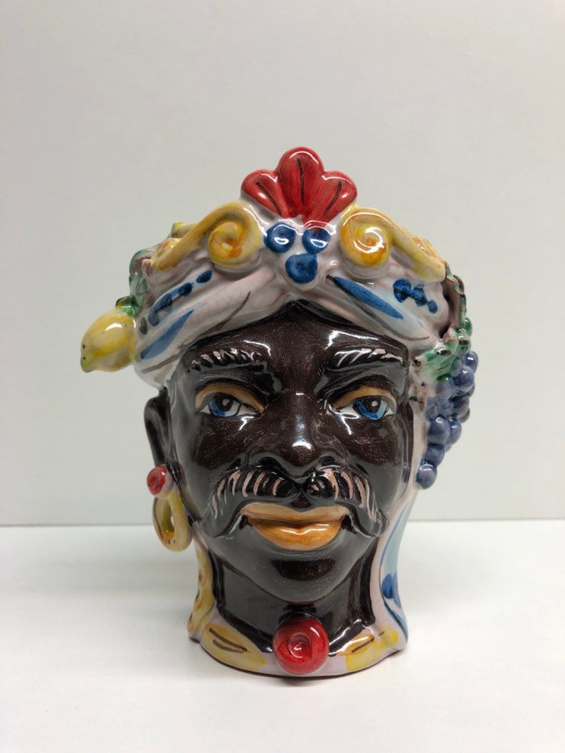 Sicilian Heads Ceramics by Caltagirone cm H.15 L.12 Craft Etsy