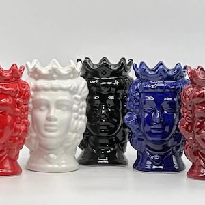 Pair Of Moor Heads Kalat Fruit Ceramic Caltagirone Cm H.14 L.9 Handcrafted Various Colors