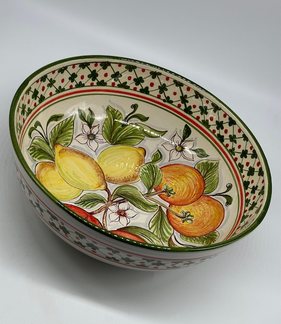 Salatschüssel, Durchmesser 30 cm, Caltagirone-Keramik – rustikal