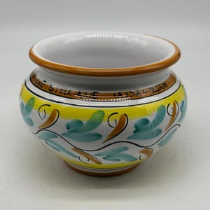 Hand-decorated 15 cm diameter cachepot, Caltagirone ceramic decoration no.