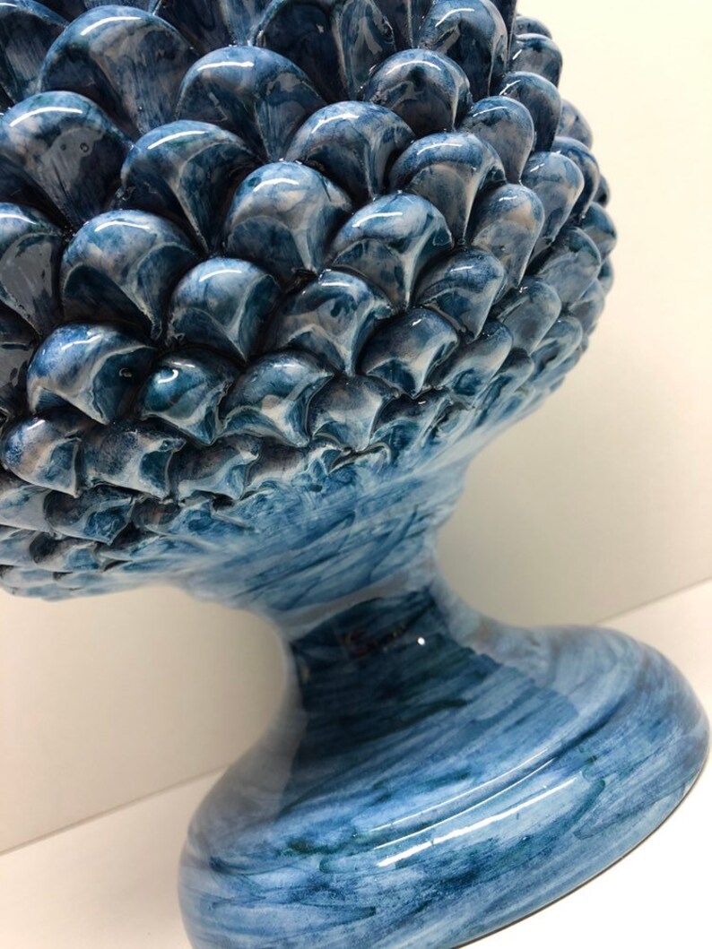 Pigna with Caltagirone Ceramic Cover cm H.33 Blue Craftsman