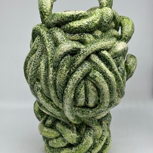 Testa Mitologica Medusa Ceramica Caltagirone cm H.38 L.25 Artigianale Verde - DD CERAMICHE SICILIANE