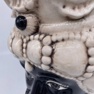 Teste di Moro Emiro Ceramica Caltagirone cm H.30 L.18 Artigianale Écru Sfere Nero DD CERAMICHE SICILIANE
