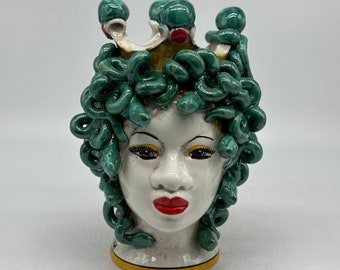 Mythological Medusa Head Ceramic Caltagirone cm H.20 L.15 Handcrafted